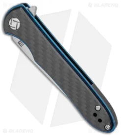 Online Knives Store -Online Knives Store Artisan Cutlery Small Shark Liner Lock Knife Black Carbon Fiber Stonewash BHQ 90010 kp spine jr