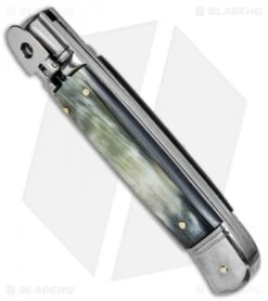 SKM Classic 8" Lever Lock Automatic Italian Knife Brazilian Horn (3.2" Polish) -Online Knives Store Beltrame LL Italian Brazil Horn Satin BHQ 81019 jr spine