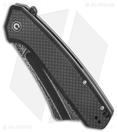 CIVIVI Bullmastiff Liner Lock Knife Twill Carbon Fiber (3.8" Black Damascus) 2 CIVIVI Bullmastiff Liner Lock Knife Twill Carbon Fiber (3.8" Black Damascus) - Image 2