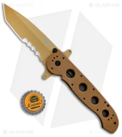 CRKT Carson M16-14DSFG Tanto Flipper Knife Desert Tan G-10 (3.875" Serr) -Online Knives Store CRKT Carson M16 14DSFG Tanto Desert Tan Serr BHQ 4980 jr bottlecap