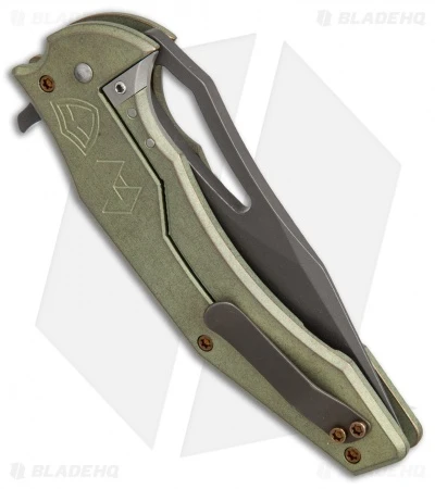 Ferrum Forge Gavko Spinner Flipper Knife Green Atlantian Plates Ti (3.5" Black) 3 Ferrum Forge Gavko Spinner Flipper Knife Green Atlantian Plates Ti (3.5" Black) - Image 3