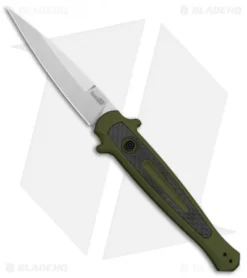 Kershaw Launch 8 Stiletto Automatic Knife Green/CF (3.5" Stonewash)