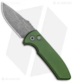 Pro-Tech Les George SBR Automatic Knife OD Green Aluminum (2.6" Acid Wash)
