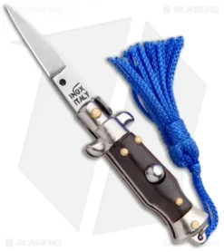 SKM Italian Stiletto Keychain Automatic Knife Brown/Blue (1.125" Satin)
