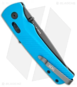 SOG Flash AT-XR Lock Knife Civic Cyan GRN (3.45" Dark Gray Serr) -Online Knives Store SOG Flash AT XR Lock Civic Cyan GRN Gray Serr BHQ 105721 jr side