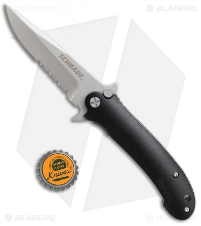 Schrade Liner Lock Knife Black Al (3.5" Bead Blast Serr) SCH223S 3 Schrade Liner Lock Knife Black Al (3.5" Bead Blast Serr) SCH223S - Image 3