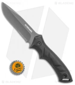 Schrade Full Tang Fixed Blade Knife Black TPE (4.5" Gray Serr) SCHF31S -Online Knives Store Schrade full tang black TPE gray serr SCHF31S BHQ 62023 er size