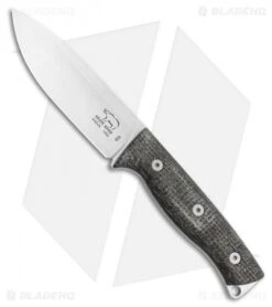 White River Ursus 45 Fixed Blade Knife Black Burlap Micarta (4.5" Stonewash)
