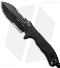 Microtech Crosshair Knife Double Edge Fixed Blade (5" Black Serr) 101-2BL