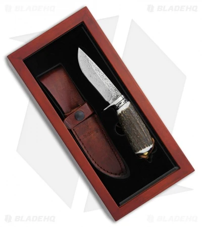 Schrade Elk Hunter Fixed Blade Knife Stag (3.75" Damascus) SCHUHP1731CP 1 Schrade Elk Hunter Fixed Blade Knife Stag (3.75" Damascus) SCHUHP1731CP