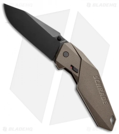 Schrade Clip Point Spring Assisted Knife Brown (3.375" Black Plain) SCHA5BR 1 Schrade Clip Point Spring Assisted Knife Brown (3.375" Black Plain) SCHA5BR