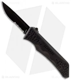 Schrade Drop Point OTF Spring Assisted Knife (3.5" Black Serr) SCHOTF7BS