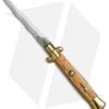 SKM AB 9" Italian Stiletto Automatic Knife Brass/Olive Wood (3.8" Satin Kriss)