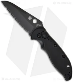 Spyderco Embassy Automatic Knife (3.13" Black Full Serr) C121BKS